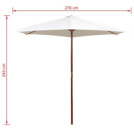 Umbrelă de soare cu stâlp de lemn 270 x 270 cm, alb crem, 6 image