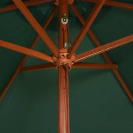 Umbrelă de soare cu stâlp de lemn 270 x 270 cm, verde, 2 image