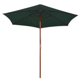 Umbrelă de soare cu stâlp de lemn 270 x 270 cm, verde, 3 image
