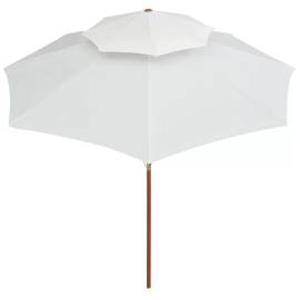 Umbrelă de soare dublă, 270x270 cm, stâlp de lemn, alb crem, 4 image