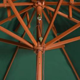 Umbrelă de soare dublă, 270x270 cm, stâlp de lemn, verde, 2 image