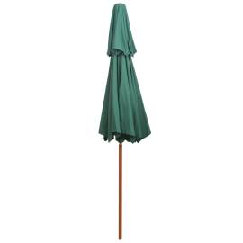 Umbrelă de soare dublă, 270x270 cm, stâlp de lemn, verde, 5 image