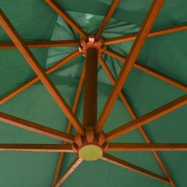 Umbrelă de soare suspendată, stâlp de lemn, 300x300 cm, verde, 2 image