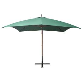 Umbrelă de soare suspendată, stâlp de lemn, 300x300 cm, verde, 3 image