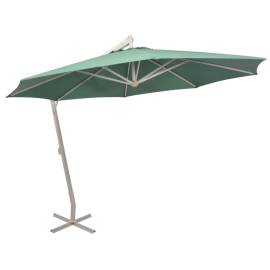 Umbrelă de soare suspendată 350 cm, stâlp de aluminiu, verde