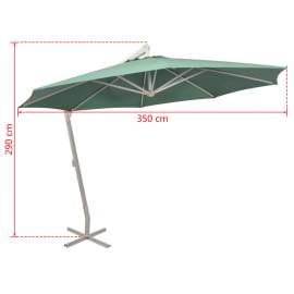 Umbrelă de soare suspendată 350 cm, stâlp de aluminiu, verde, 8 image