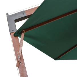 Umbrelă de soare suspendată 350 cm, stâlp din lemn, verde, 6 image
