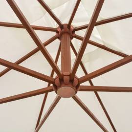 Umbrelă de soare suspendată cu stâlp de lemn, 300x300 cm, alb, 2 image