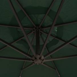 Umbrelă suspendată, iluminare led, 300 cm, verde, stâlp metalic, 2 image