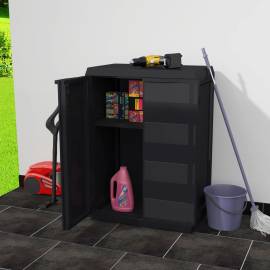 Dulap de depozitare pentru grădină, cu 1 raft, negru, 2 image