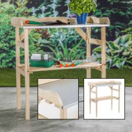 Hi masă din lemn pentru plante, 82x38x78 cm, 3 image