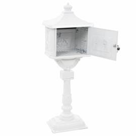 Cutie poștală cu picior, aluminiu, vintage, inoxidabilă, alb, 8 image