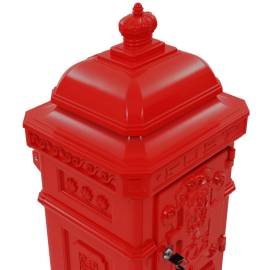 Cutie poștală stâlp, aluminiu, stil vintage, inoxidabil, roșu, 10 image