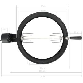 Set de rotisor cu inel pentru grătar, negru, 47 cm, 5 image