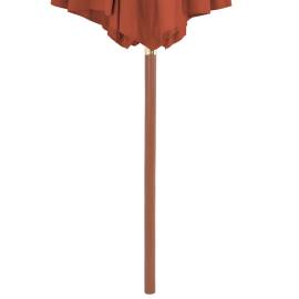 Umbrelă de exterior cu stâlp din lemn, 300 cm, teracotă, 5 image