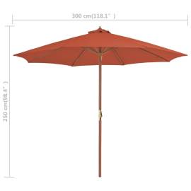 Umbrelă de exterior cu stâlp din lemn, 300 cm, teracotă, 7 image