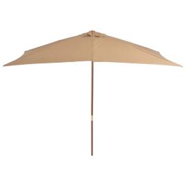 Umbrelă de soare, exterior, stâlp lemn, 200x300 cm, gri taupe, 4 image
