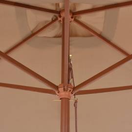Umbrelă de soare, exterior, stâlp lemn, 200x300 cm, gri taupe, 2 image