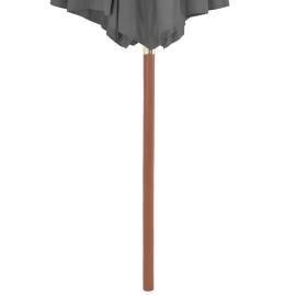 Umbrelă de soare de exterior, stâlp din lemn, 300 cm, antracit, 5 image