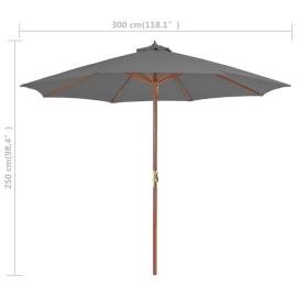 Umbrelă de soare de exterior, stâlp din lemn, 300 cm, antracit, 7 image