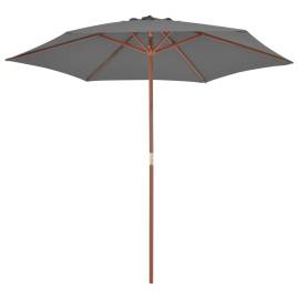 Umbrelă de soare de exterior, stâlp din lemn, antracit, 270 cm, 3 image