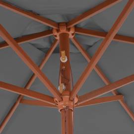 Umbrelă de soare de exterior, stâlp din lemn, antracit, 270 cm, 2 image