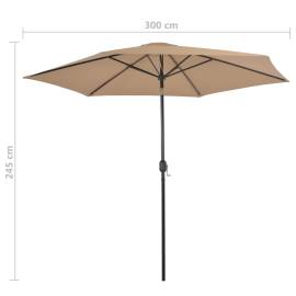Umbrelă de soare de exterior, stâlp metalic, 300 cm, gri taupe, 7 image