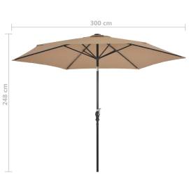 Umbrelă de soare exterior, led-uri și stâlp oțel, taupe, 300 cm, 7 image