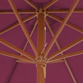 Umbrelă de soare exterior, stâlp din lemn, 300 cm, roșu bordo, 2 image