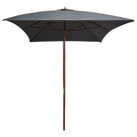 Umbrelă de soare exterior, stâlp lemn, 200x300 cm, antracit, 3 image