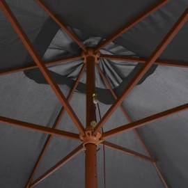 Umbrelă de soare exterior, stâlp lemn, 200x300 cm, antracit, 2 image