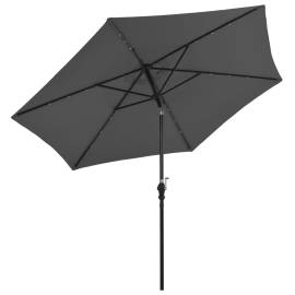 Umbrelă de soare exterior cu led & stâlp de oțel antracit 300cm, 4 image