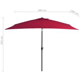 Umbrelă de soare exterior stâlp metalic, roșu bordo, 300x200 cm, 7 image