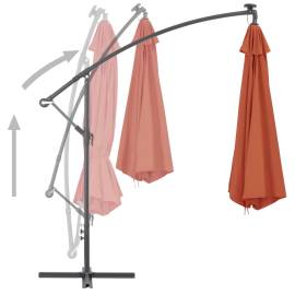 Umbrelă suspendată, stâlp din aluminiu, 350 cm, teracota, 4 image