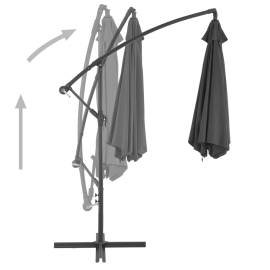 Umbrelă suspendată cu stâlp din aluminiu, 300 cm, antracit, 4 image