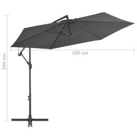 Umbrelă suspendată cu stâlp din aluminiu, 300 cm, antracit, 8 image