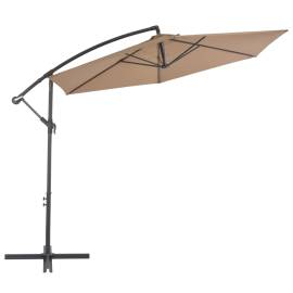 Umbrelă suspendată cu stâlp din aluminiu, 300 cm, gri taupe, 2 image