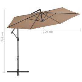 Umbrelă suspendată cu stâlp din aluminiu, 300 cm, gri taupe, 8 image