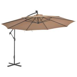 Umbrelă suspendată cu stâlp din aluminiu, 350 cm, gri taupe, 2 image