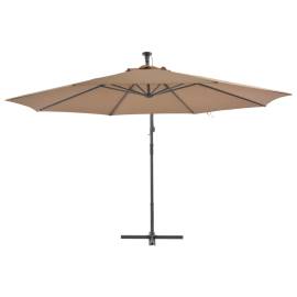 Umbrelă suspendată cu stâlp din aluminiu, 350 cm, gri taupe, 3 image