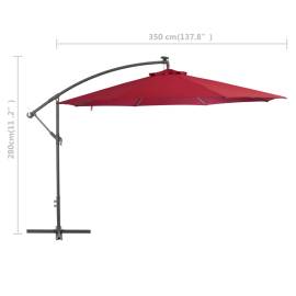 Umbrelă suspendată cu stâlp din aluminiu, 350 cm, roșu bordo, 8 image