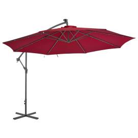 Umbrelă suspendată cu stâlp din aluminiu, 350 cm, roșu bordo, 2 image