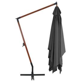 Umbrelă suspendată cu stâlp din lemn, antracit, 400 x 300 cm, 4 image
