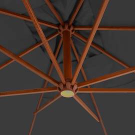 Umbrelă suspendată cu stâlp din lemn, antracit, 400 x 300 cm, 2 image