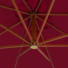 Umbrelă suspendată cu stâlp din lemn, roșu bordo, 400x300 cm, 2 image