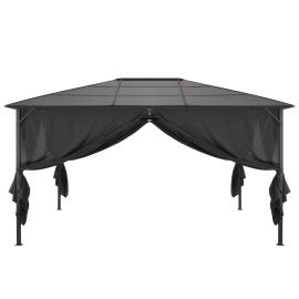 Pavilion cu perdea, negru, 4 x 3 x 2,6 m, aluminiu, 4 image