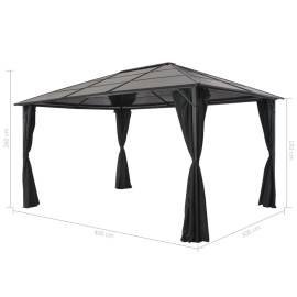 Pavilion cu perdea, negru, 4 x 3 x 2,6 m, aluminiu, 7 image