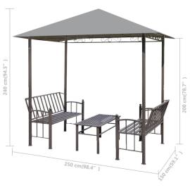 Pavilion de grădină cu masă și bănci, antracit, 2,5x1,5x2,4 m, 5 image