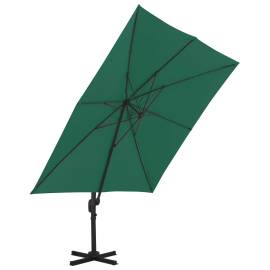 Umbrelă în consolă cu stâlp din aluminiu, verde, 300x300 cm, 4 image