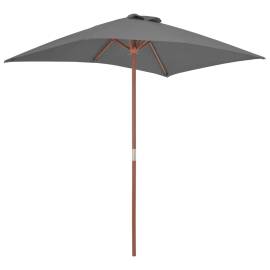 Umbrelă de soare, exterior, stâlp lemn, 150x200 cm, antracit, 5 image
